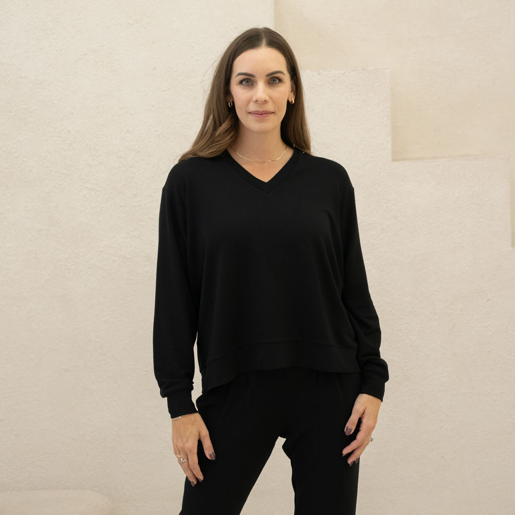 Women's Bamboo Merino Dressy V-Neck Sweatshirt