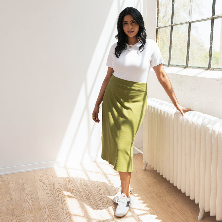 The Dressy Rib Knit Midi Skirt