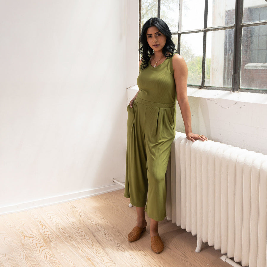 The Dressy Rib Knit Cropped Wide Leg