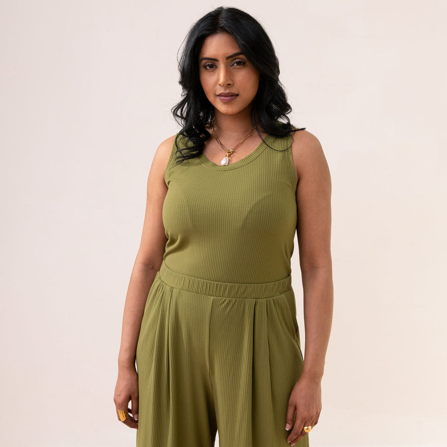 The Dressy Rib Knit Cropped Wide Leg