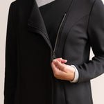 Neckline detail of black jacket