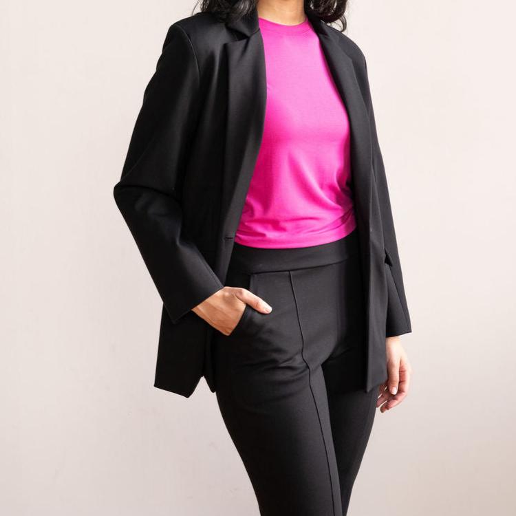 Unstructured stretch top ponte blazer