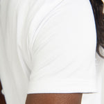 Woman wearing white v-neckline t-shirt 