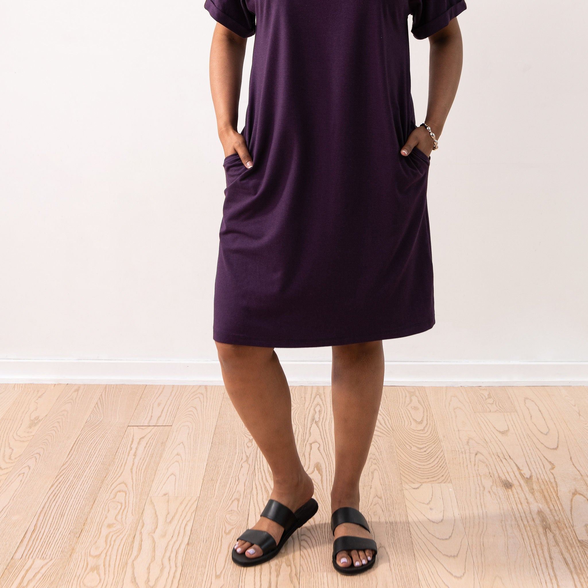 purple t-shirt dress